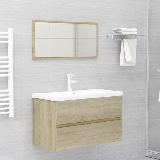 2 Piece Bathroom Furniture Set Sonoma Oak Engineered Wood.