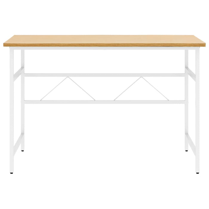 Computer Desk White and Light Oak 105x55x72 cm MDF and Metal.