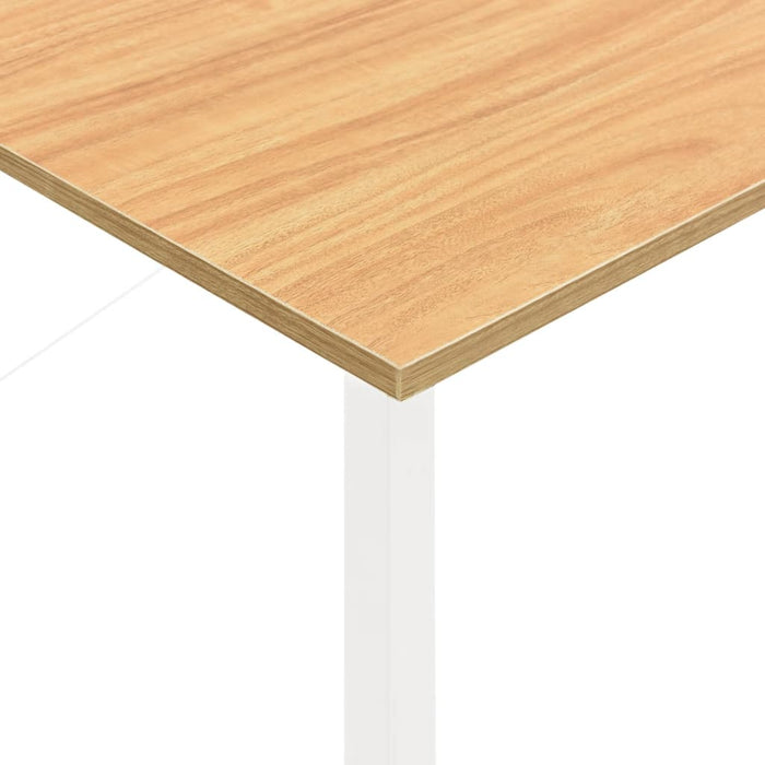 Computer Desk White and Light Oak 105x55x72 cm MDF and Metal.