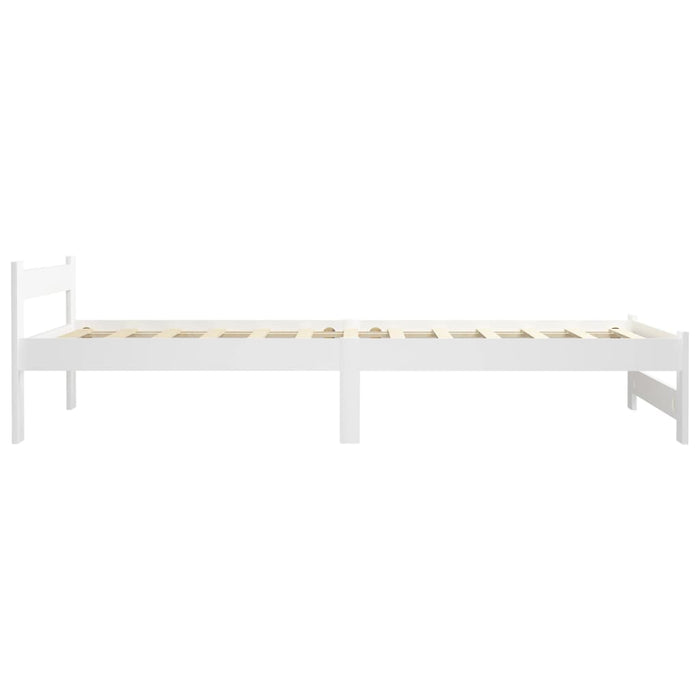 Bed Frame White Solid Pine Wood 90x200 cm.