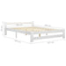 Bed Frame White Solid Pine Wood 180x200 cm.