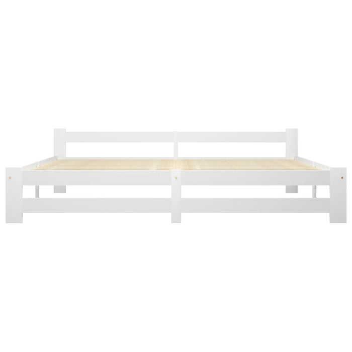 Bed Frame White Solid Pine Wood 200x200 cm.