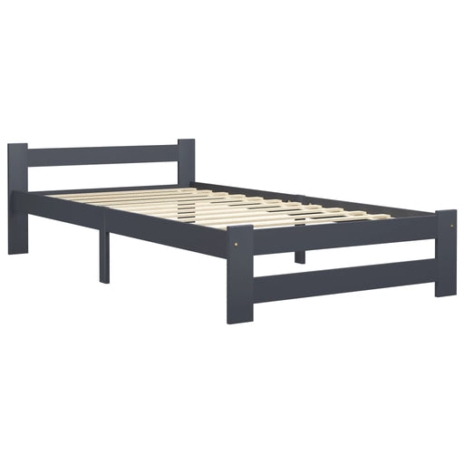 Bed Frame Dark Grey Solid Pine Wood 90x200 cm.