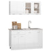 4 Piece Kitchen Cabinet Set High Gloss White Engineered Wood.
