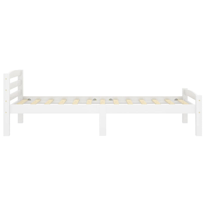 Bed Frame White Solid Pinewood 90x200 cm.