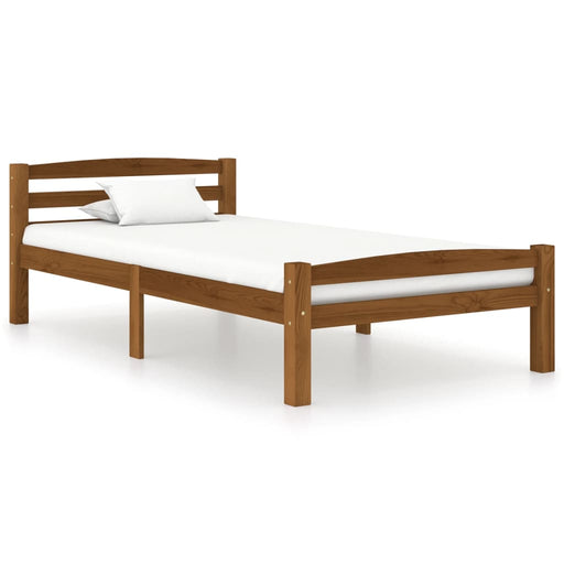 Bed Frame Honey Brown Solid Pinewood 90x200 cm.