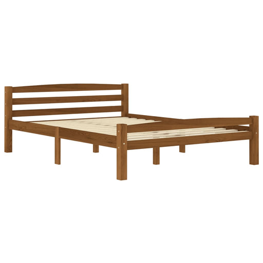 Bed Frame Honey Brown Solid Pinewood 120x200 cm.