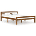 Bed Frame Honey Brown Solid Pinewood 140x200 cm.