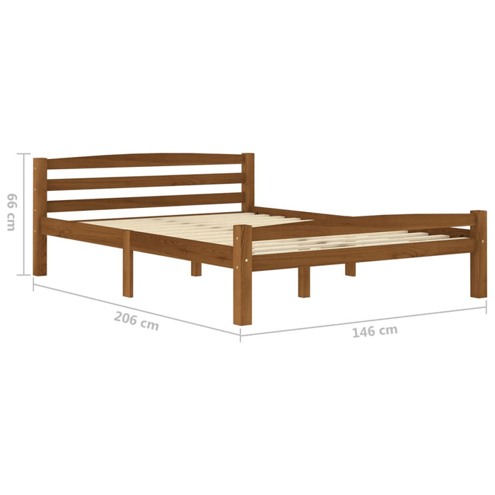 Bed Frame Honey Brown Solid Pinewood 140x200 cm.