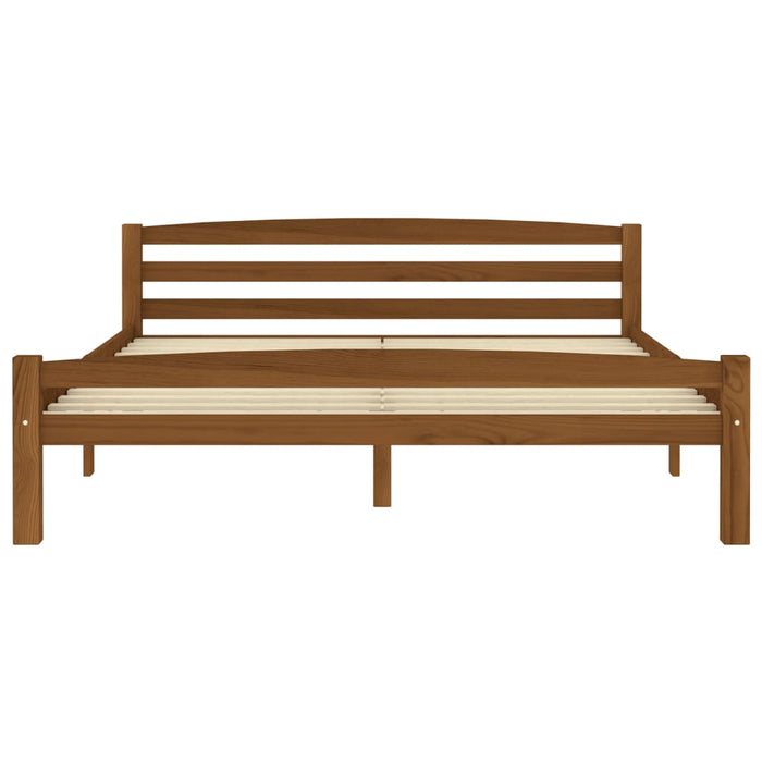 Bed Frame Honey Brown Solid Pinewood 160x200 cm.
