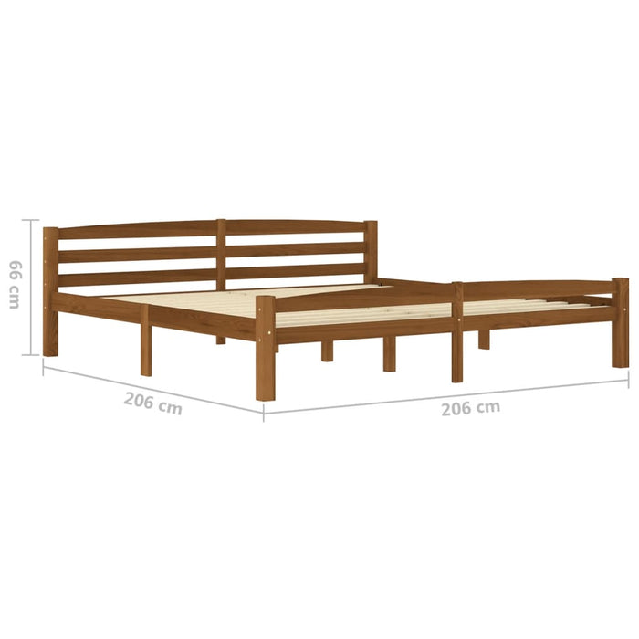Bed Frame Honey Brown Solid Pinewood 200x200 cm.