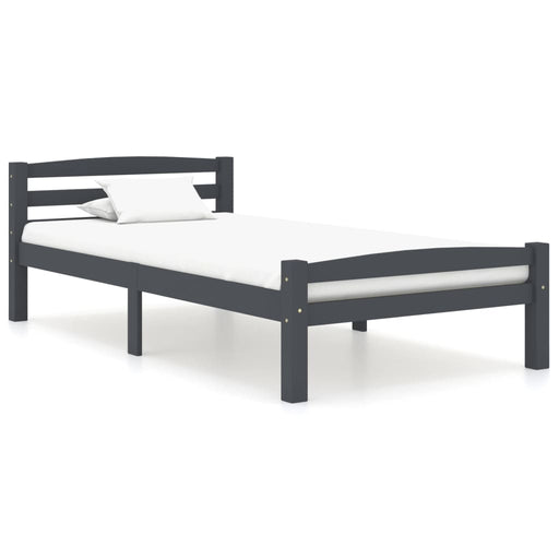 Bed Frame Dark Grey Solid Pinewood 90x200 cm.