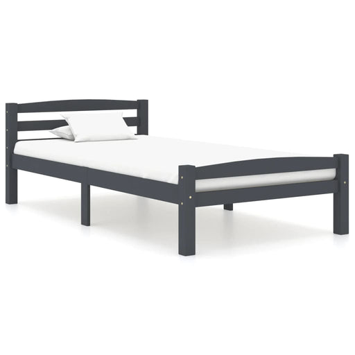 Bed Frame Dark Grey Solid Pinewood 100x200 cm.