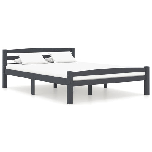 Bed Frame Dark Grey Solid Pinewood 120x200 cm.