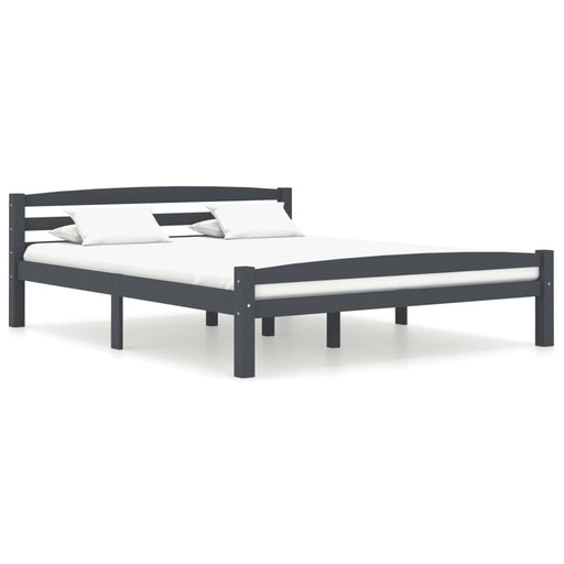 Bed Frame Dark Grey Solid Pinewood 160x200 cm.