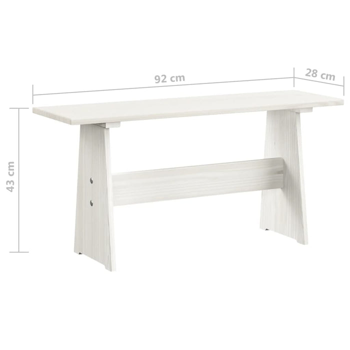 Dining Table with Bench White Solid Pinewood.