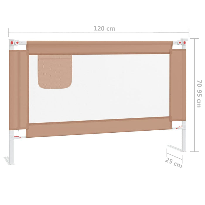 Toddler Safety Bed Rail Taupe 120x25 cm Fabric.