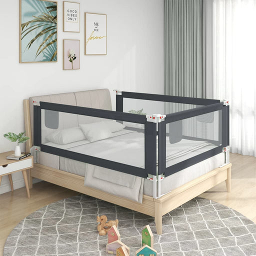 Toddler Safety Bed Rail Dark Grey 120x25 cm Fabric.