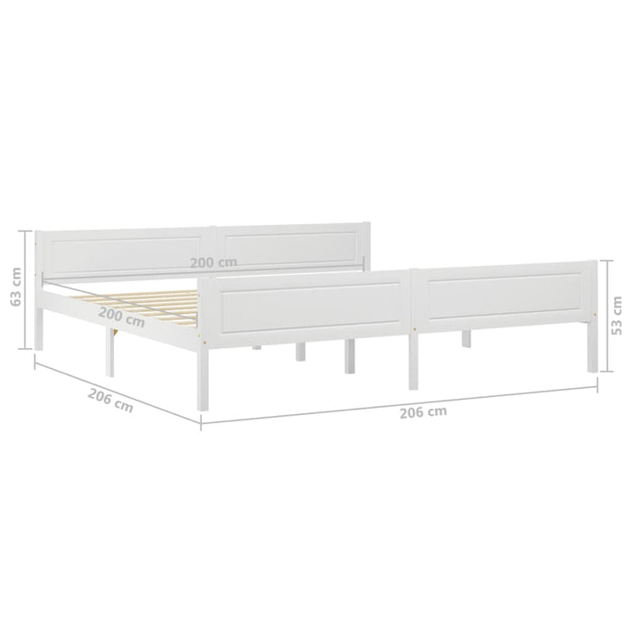 Bed Frame Solid Pinewood White 200x200 cm.