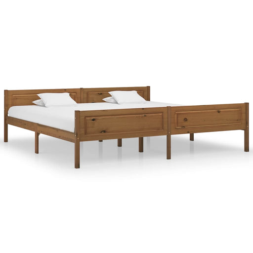 Bed Frame Solid Pinewood Honey Brown 200x200 cm.