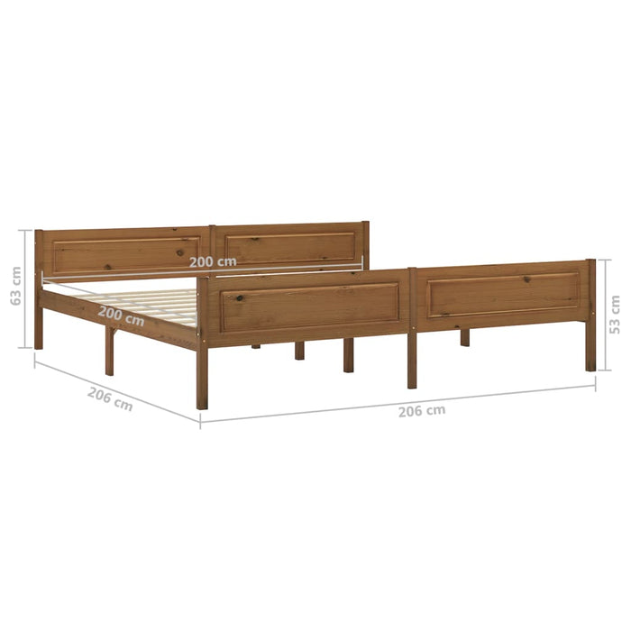 Bed Frame Solid Pinewood Honey Brown 200x200 cm.