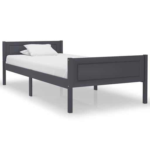 Bed Frame Solid Pinewood Grey 90x200 cm.