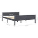 Bed Frame Solid Pinewood Grey 140x200 cm.