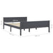 Bed Frame Solid Pinewood Grey 160x200 cm.