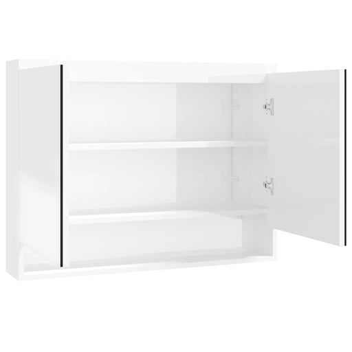 Bathroom Mirror Cabinet 80x15x60 cm MDF Shining White.