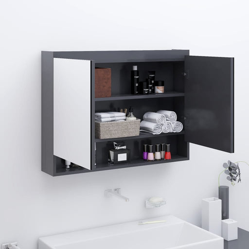 Bathroom Mirror Cabinet 80x15x60 cm MDF Grey.