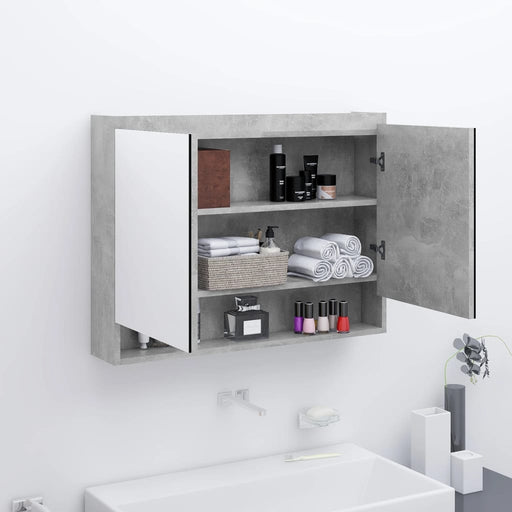 Bathroom Mirror Cabinet 80x15x60 cm MDF Concrete Grey.