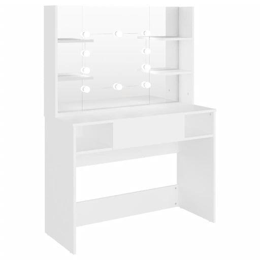 Makeup Table with LED Lights 100x40x135 cm MDF White.