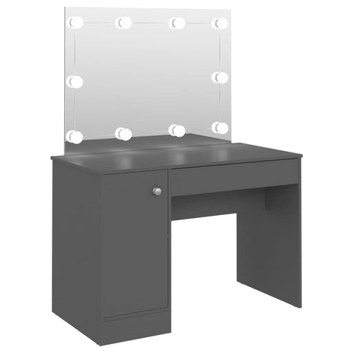 Makeup Table with LED Lights 110x55x145 cm MDF Grey.