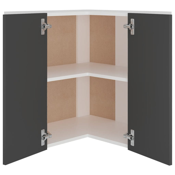 Hanging Corner Cabinet Grey 57x57x60 cm Engineered Wood.