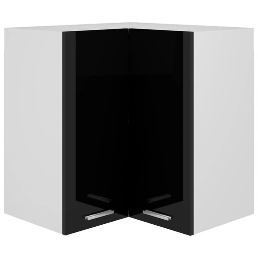 Hanging Corner Cabinet High Gloss Black 57x57x60 cm Engineered Wood.