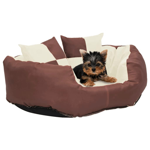 Reversible & Washable Dog Cushion Brown and Cream 65x50x20 cm.