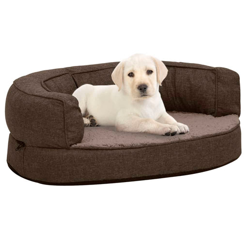 Ergonomic Dog Bed Mattress 60x42 cm Linen Look Fleece Brown.