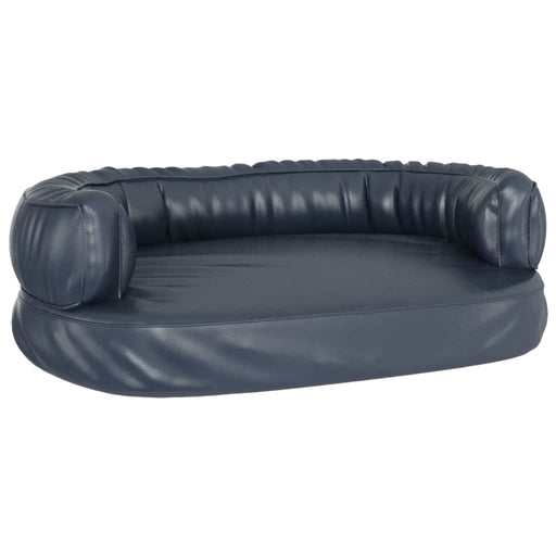 Ergonomic Foam Dog Bed Dark Blue 60x42 cm Faux Leather.