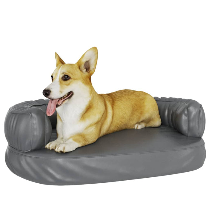 Ergonomic Foam Dog Bed Grey 60x42 cm Faux Leather.