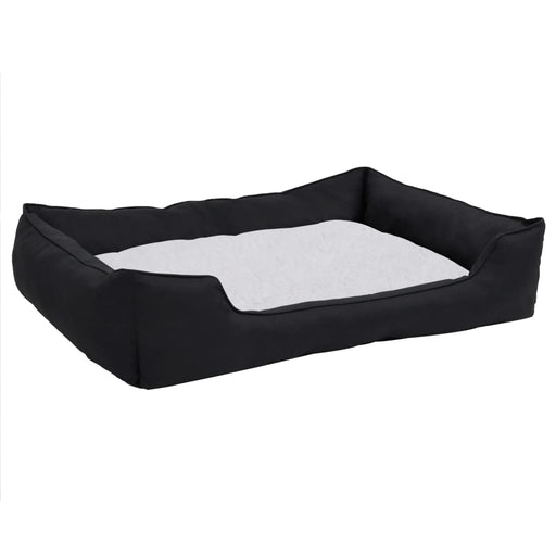 Dog Bed Black and White 85.5x70x23 cm Linen Look Fleece.