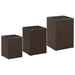 Side Tables 3 pcs with Glass Top Brown Poly Rattan.