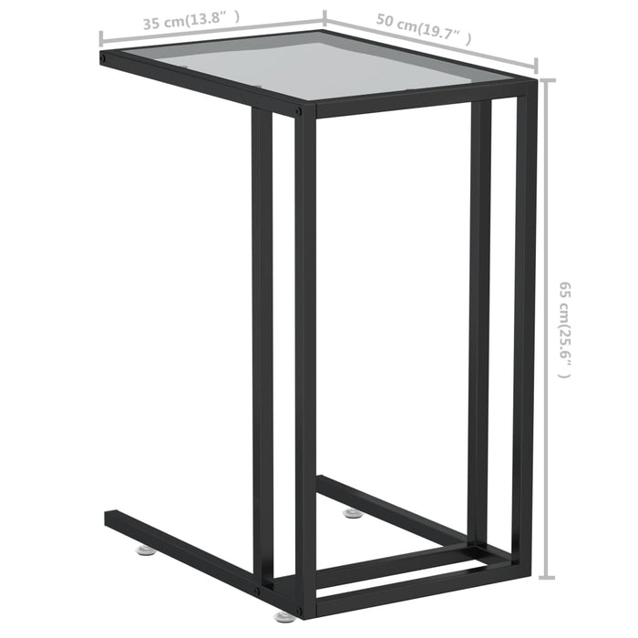 Computer Side Table Black Tempered Glass 50 cm