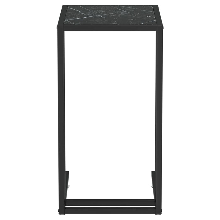 Computer Side Table Black Marble Tempered Glass 50 cm