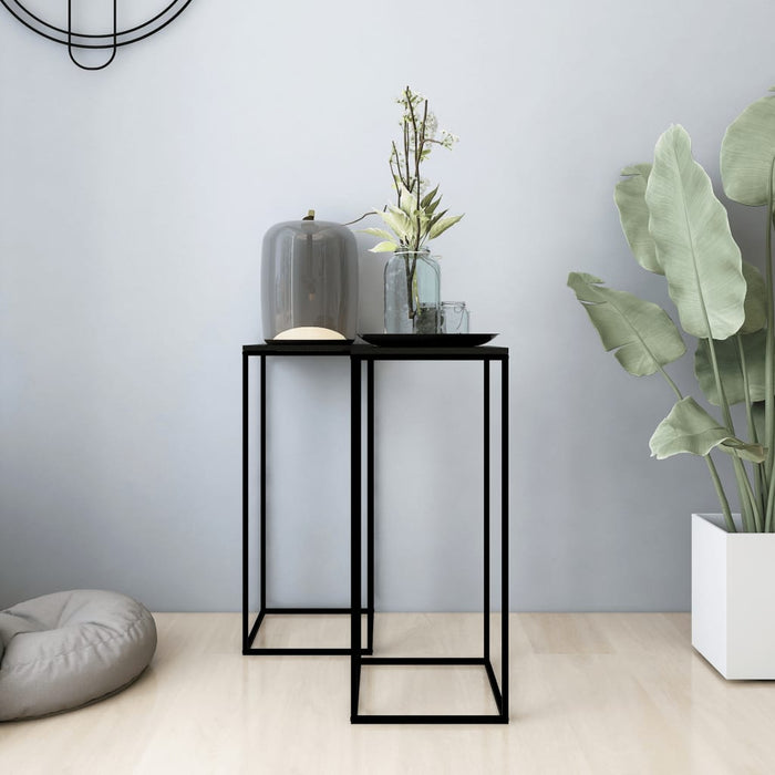 Side Tables 2 pcs Black Steel.