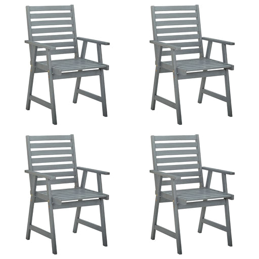 Outdoor Dining Chairs 4 pcs Grey Solid Wood Acacia.