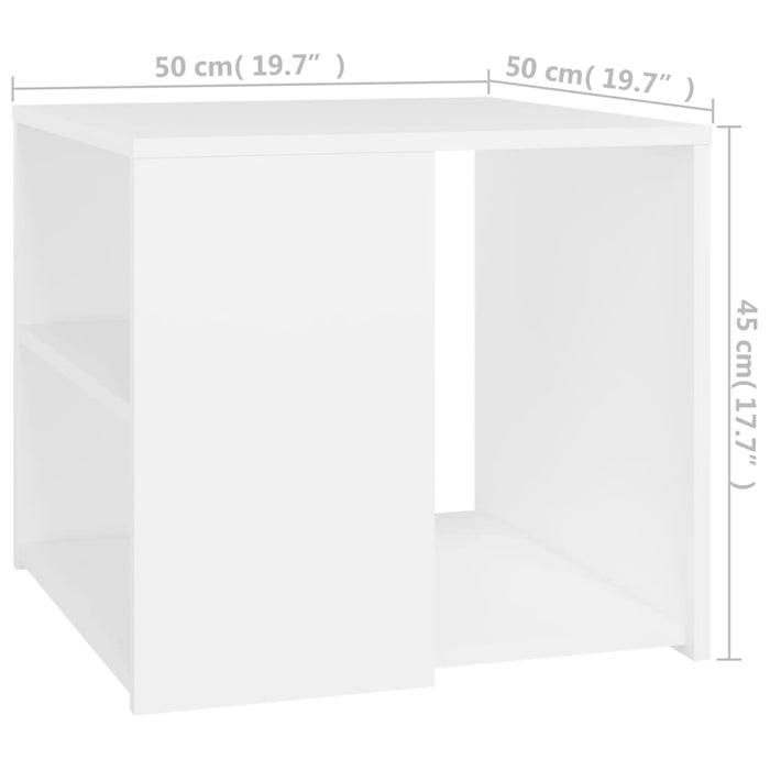 Side Table White 50x50x45 cm Engineered Wood.