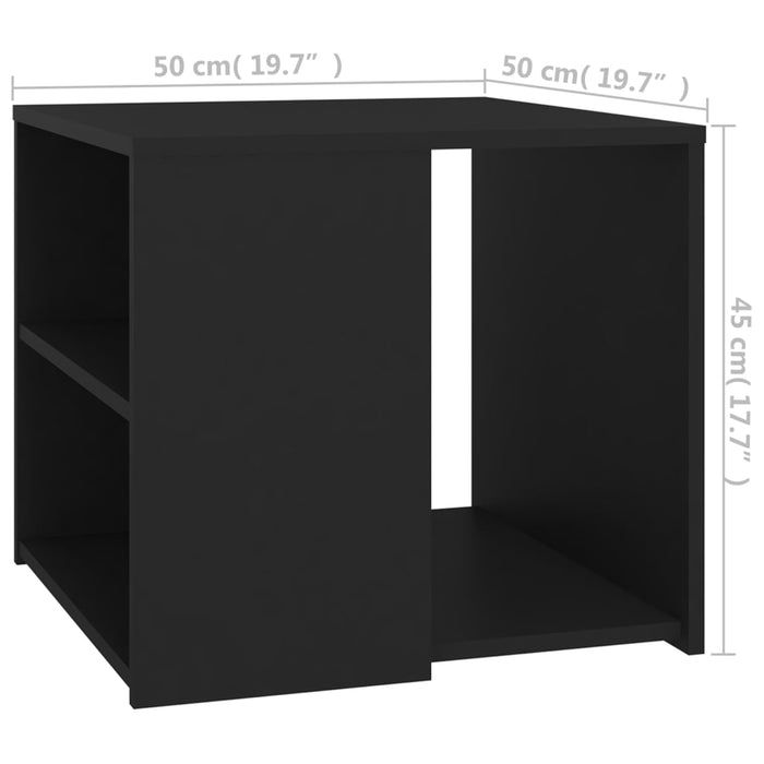 Side Table Black 50x50x45 cm Engineered Wood.
