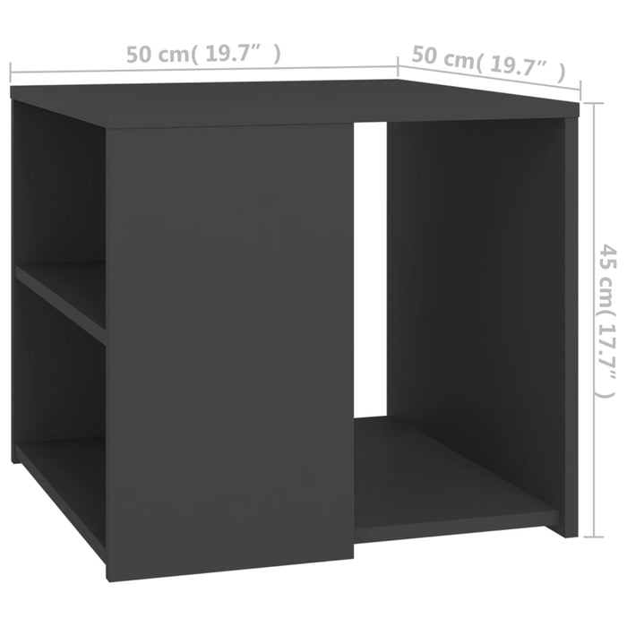 Side Table Grey 50x50x45 cm Engineered Wood.