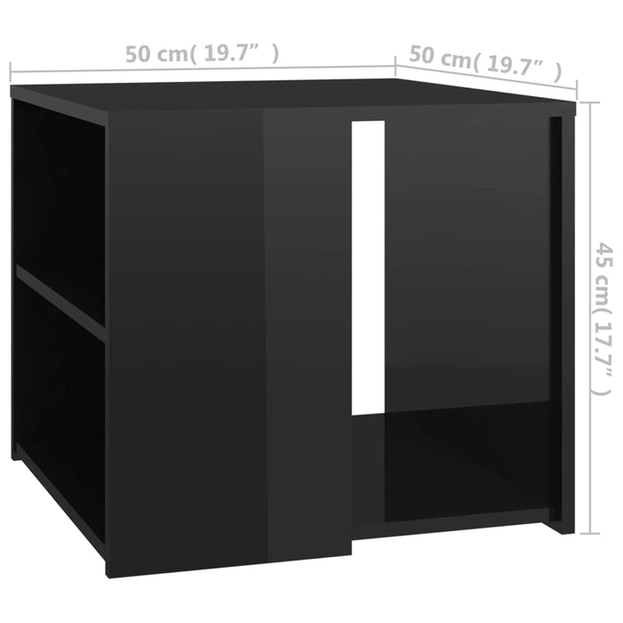 Side Table High Gloss Black 50x50x45 cm Engineered Wood.