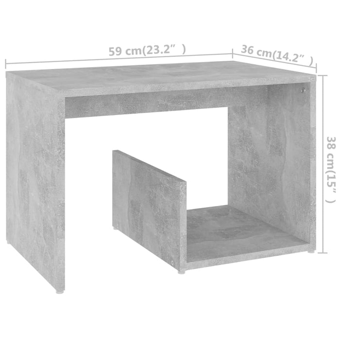 Side Table Concrete Grey 59x36x38 cm Engineered Wood.